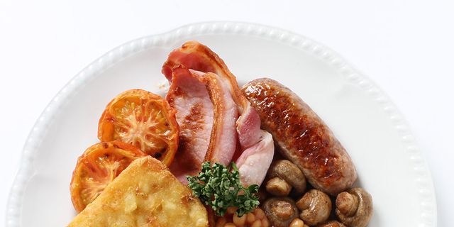 Dish, Food, Cuisine, Meal, Breakfast, Full breakfast, Ingredient, Baked beans, Produce, Poached egg, 