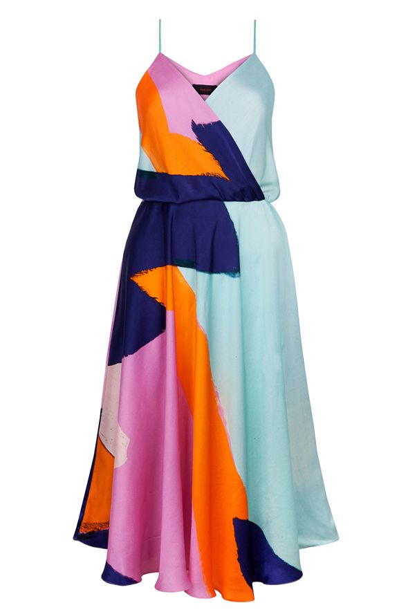 Sleeve, Textile, Orange, Dress, One-piece garment, Purple, Costume design, Day dress, Violet, Teal, 