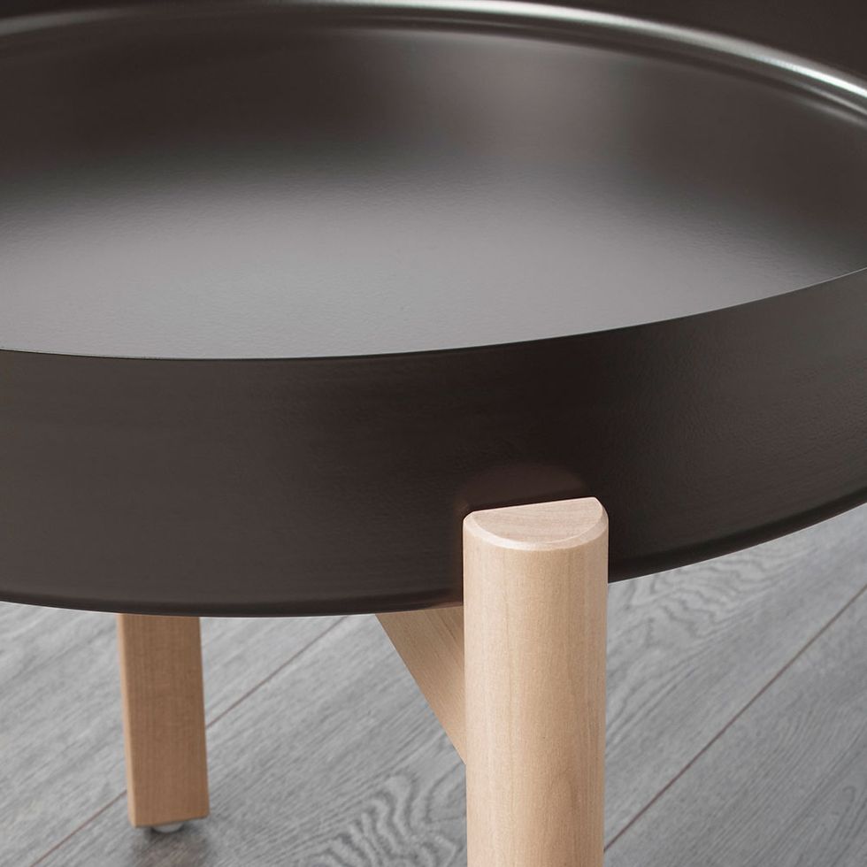 Table, Coffee table, Furniture, Plywood, Material property, Wood, Stool, Beige, Oval, 