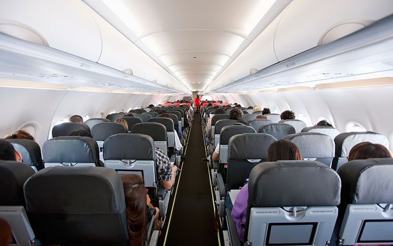 Airline, Airplane, Air travel, Aircraft cabin, Aisle, Vehicle, Airliner, Aircraft, Passenger, Airbus, 