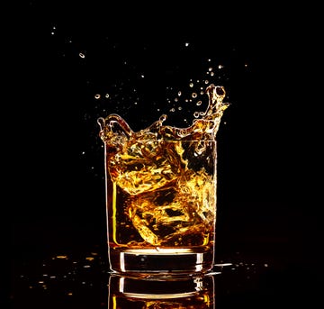Drink, Glass, Highball glass, Alcohol, Alcoholic beverage, Old fashioned glass, Distilled beverage, Liquid, Liqueur, Scotch whisky, 