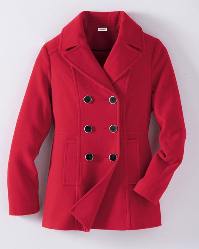 Clothing, Outerwear, Overcoat, Sleeve, Coat, Red, Button, Jacket, Trench coat, Collar, 