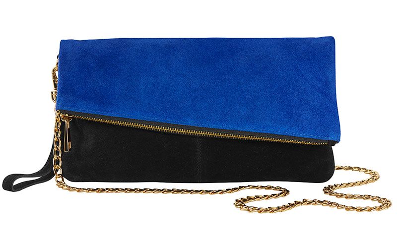 Bag, Handbag, Leather, Blue, Electric blue, Fashion accessory, Cobalt blue, Suede, Wallet, Zipper, 