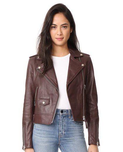 Clothing, Jacket, Leather, Leather jacket, Outerwear, Sleeve, Brown, Textile, Maroon, Tan, 
