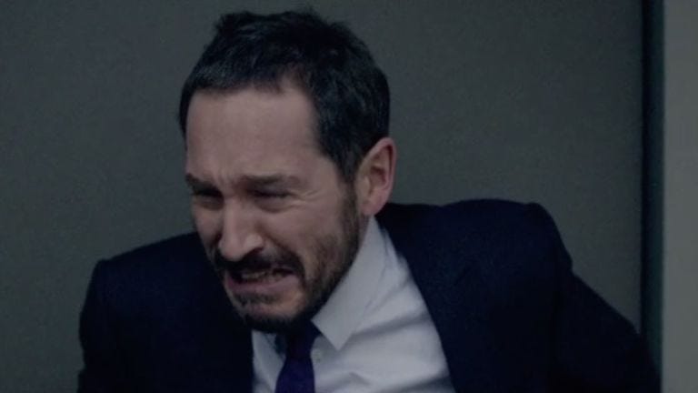 Hair, Facial hair, Forehead, Facial expression, Moustache, Chin, Beard, Nose, Cheek, Suit, 