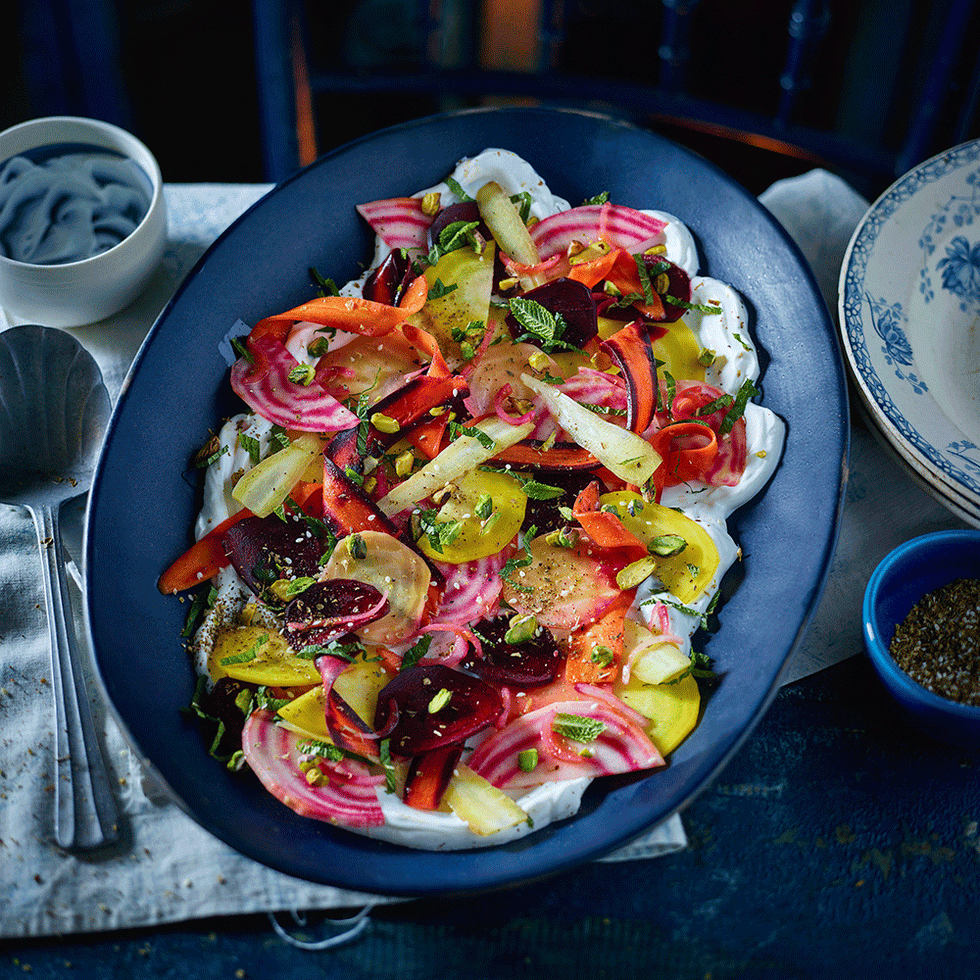 rainbow carrot and beetroot carpaccio