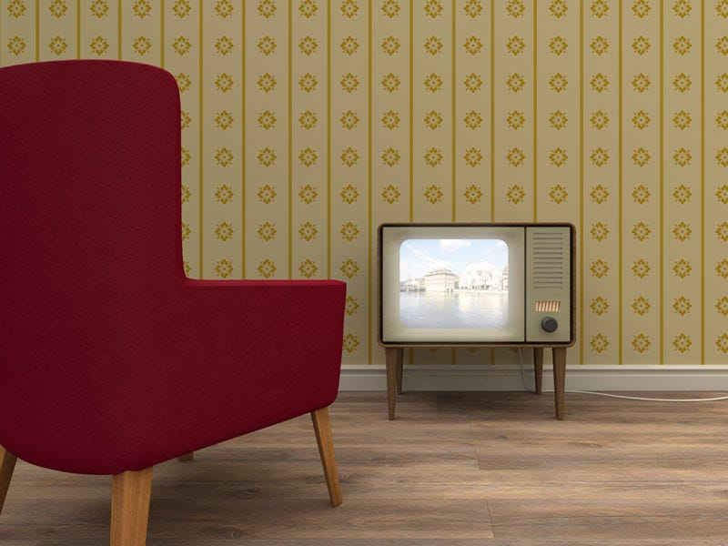 Furniture, Wallpaper, Wall, Chair, Interior design, Floor, Room, Design, Flooring, Material property, 