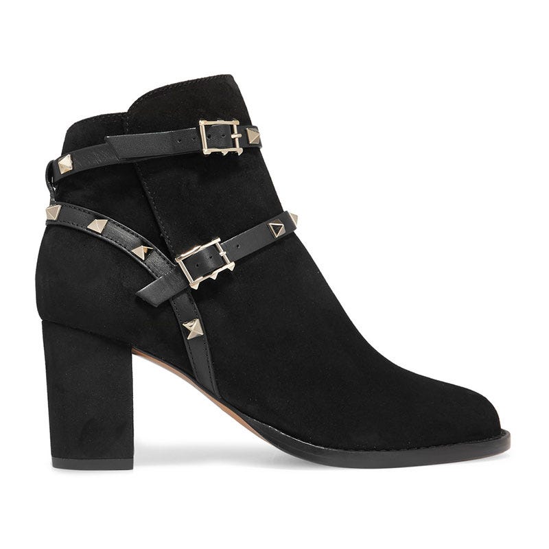 Footwear, Black, Shoe, Buckle, Boot, High heels, Suede, Leather, Strap, Zipper, 