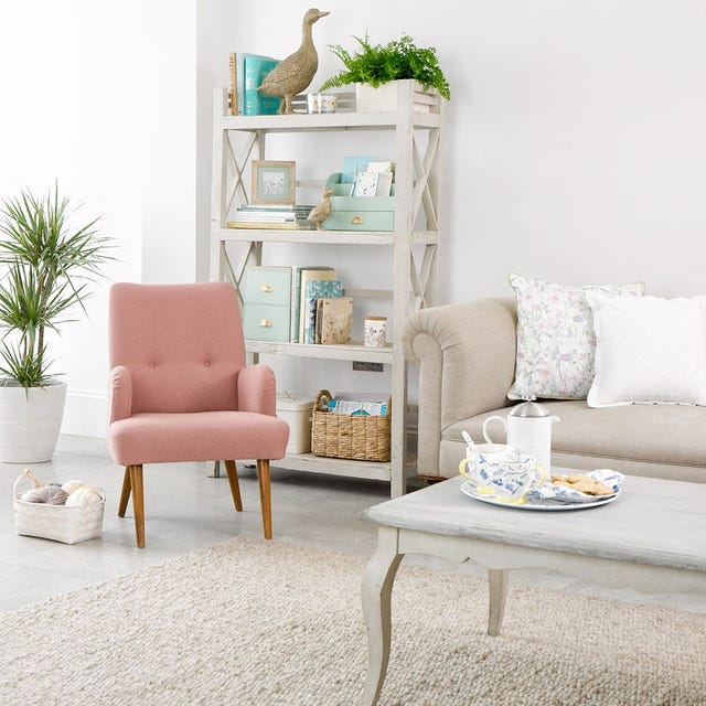 Furniture, Living room, White, Room, Coffee table, Table, Interior design, Turquoise, Shelf, Pink, 