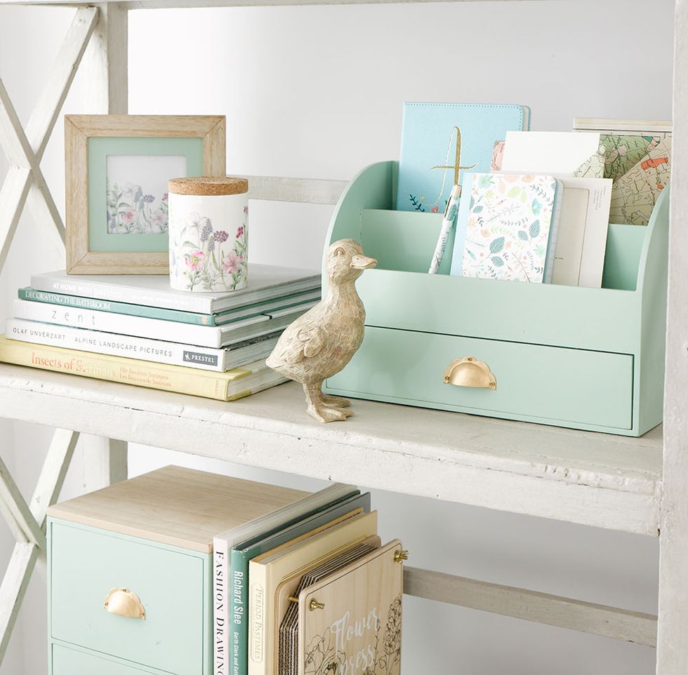 Furniture, White, Aqua, Room, Turquoise, Table, Yellow, Interior design, Chest of drawers, Desk, 