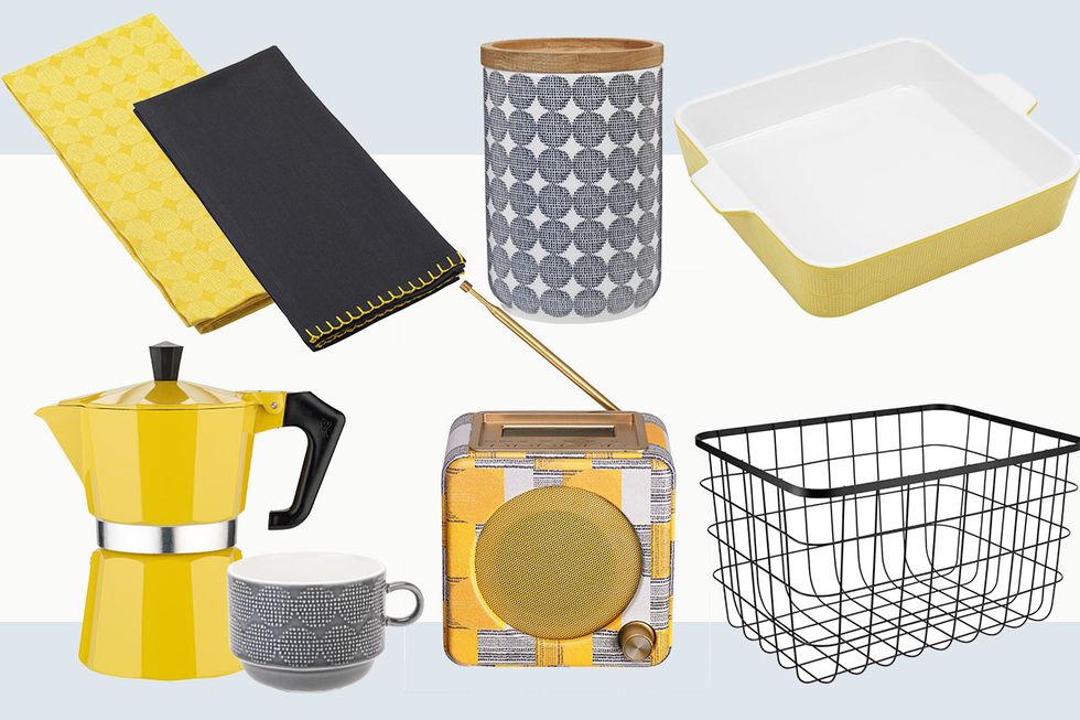 Basket, Storage basket, Yellow, Laundry basket, Picnic basket, Kitchen appliance accessory, 