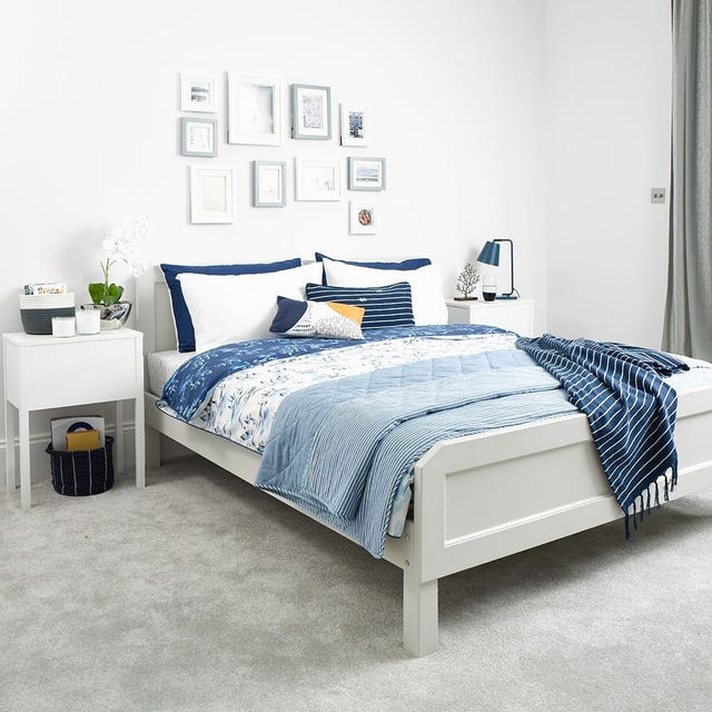 Bedroom, Bed, Furniture, Bed sheet, Bedding, Bed frame, Room, Duvet cover, Interior design, Nightstand, 