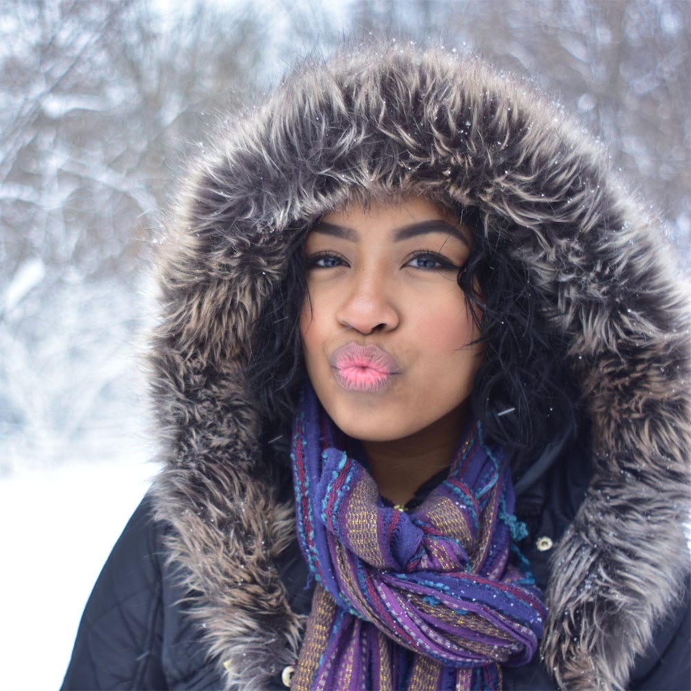 Fur, Hair, Face, Fur clothing, Beauty, Winter, Parka, Lip, Snow, Headgear, 