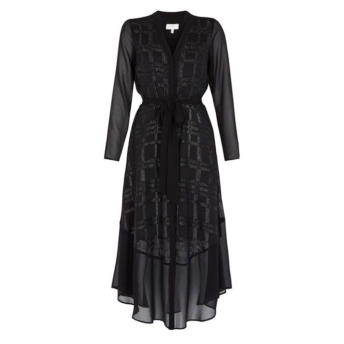 Clothing, Dress, Day dress, Black, Sleeve, Cocktail dress, Outerwear, Gown, Little black dress, Robe, 