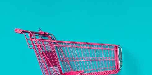 Shopping cart, Red, Product, Pink, Vehicle, Magenta, Cart, Chair, Furniture, 