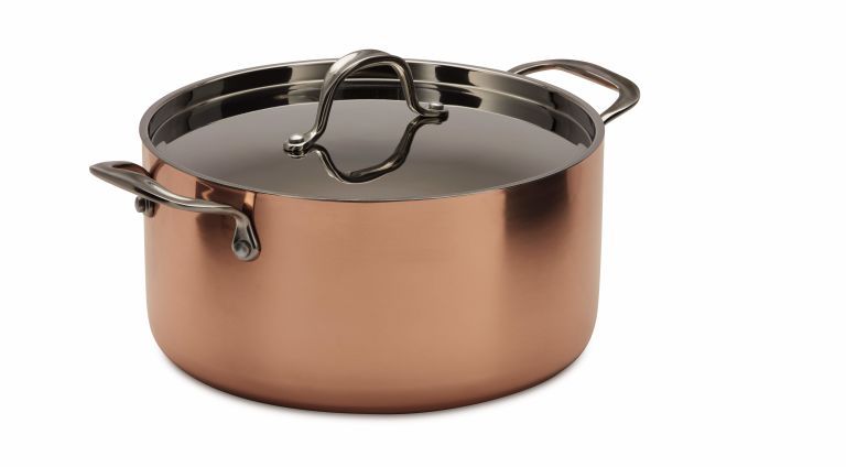 Stock pot, Cookware and bakeware, Lid, Saucepan, Sauté pan, Copper, Metal, Dutch oven, 