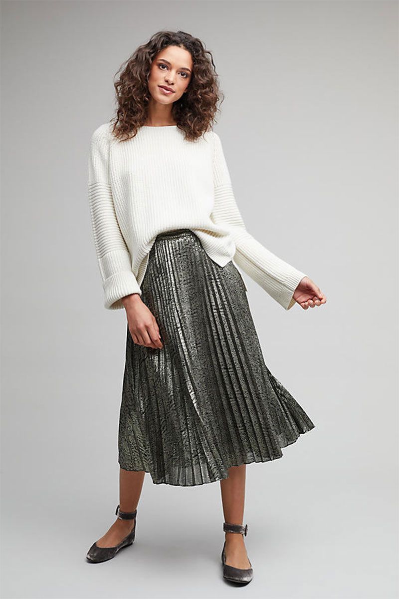 Metallic pleated outlet skirt anthropologie