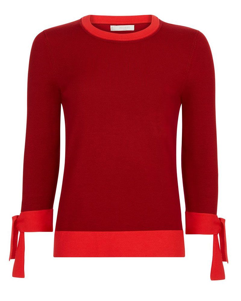 Clothing, Sleeve, Long-sleeved t-shirt, Red, T-shirt, Neck, Sweater, Outerwear, Top, Jersey, 