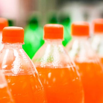 Orange soft drink, Orange drink, Drink, Juice, Non-alcoholic beverage, Orange, Food, Soft drink, Plastic bottle, Bottle, 