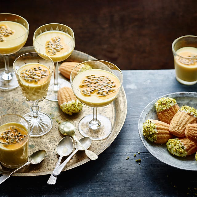 Passion Fruit and Star Anise  Possets with Madeleines