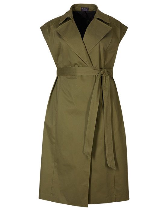 Clothing, Dress, Day dress, Outerwear, Trench coat, Coat, Cocktail dress, Sleeve, Wrap, Collar, 
