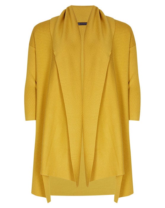 Clothing, Outerwear, Yellow, Sleeve, Jacket, Cardigan, Blazer, Top, Neck, Sweater, 