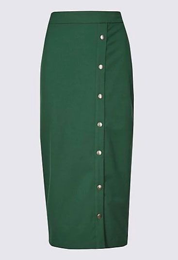 Green, Clothing, Pencil skirt, Button, 