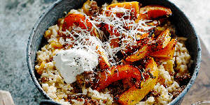 Slow cooker sausage and squash risotto