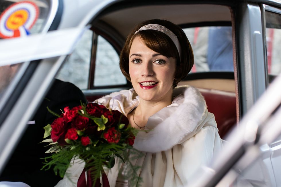 Photograph, Bride, Beauty, Luxury vehicle, Ceremony, Wedding, Vehicle, Bouquet, Flower, Automotive design, 