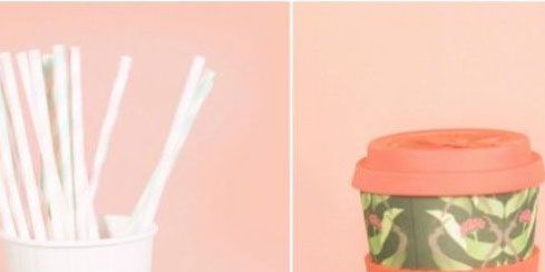 Pink, Ceramic, Straw, Cup, 