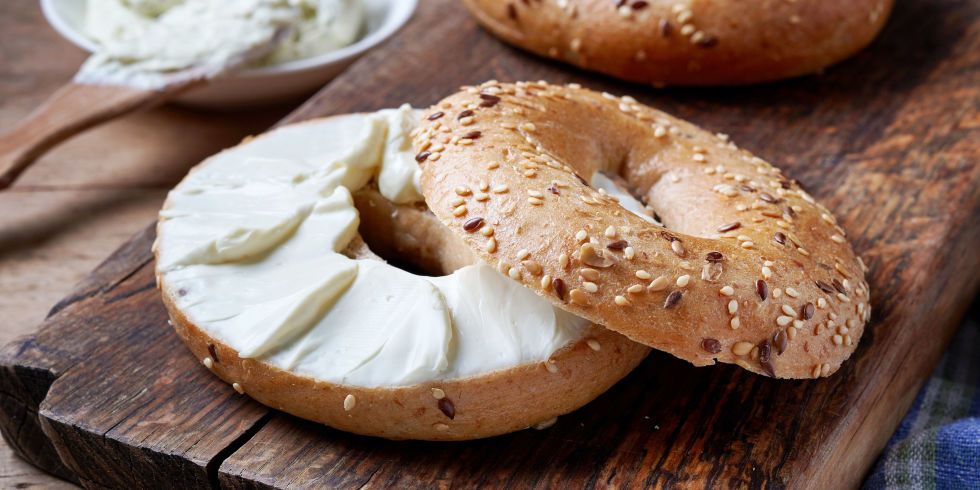 Food, Bagel, Dish, Cuisine, Ingredient, Sourdough, Baked goods, Produce, Bialy, Cheese spread, 