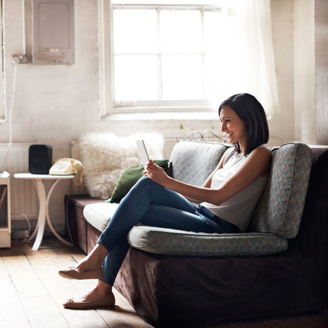 Furniture, Sitting, Comfort, Room, Couch, Living room, Leg, Reading, Interior design, Chair, 