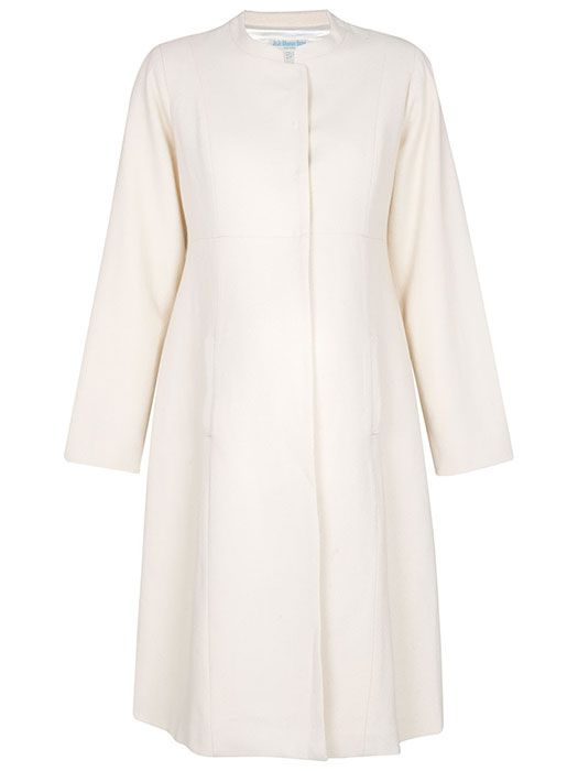Clothing, White, Sleeve, Collar, Outerwear, Dress, Beige, Day dress, Neck, Coat, 