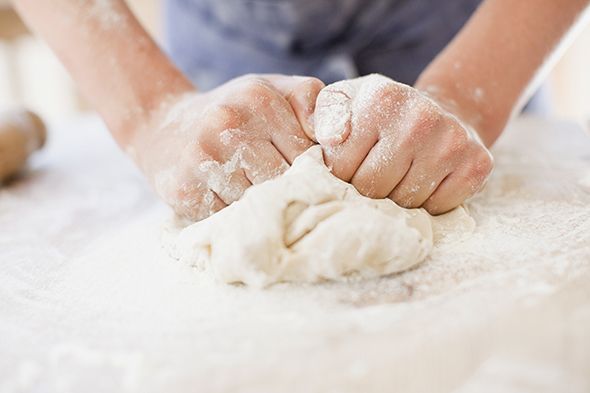 Dough, Rolling pin, Food, Cuisine, Hand, Flour, Ingredient, Dish, Cooking, Recipe, 