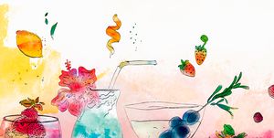 Drink, Blue hawaii, Stemware, Wine glass, Cocktail, Alcoholic beverage, Champagne stemware, Pink lady, Drinkware, Wine cocktail, 