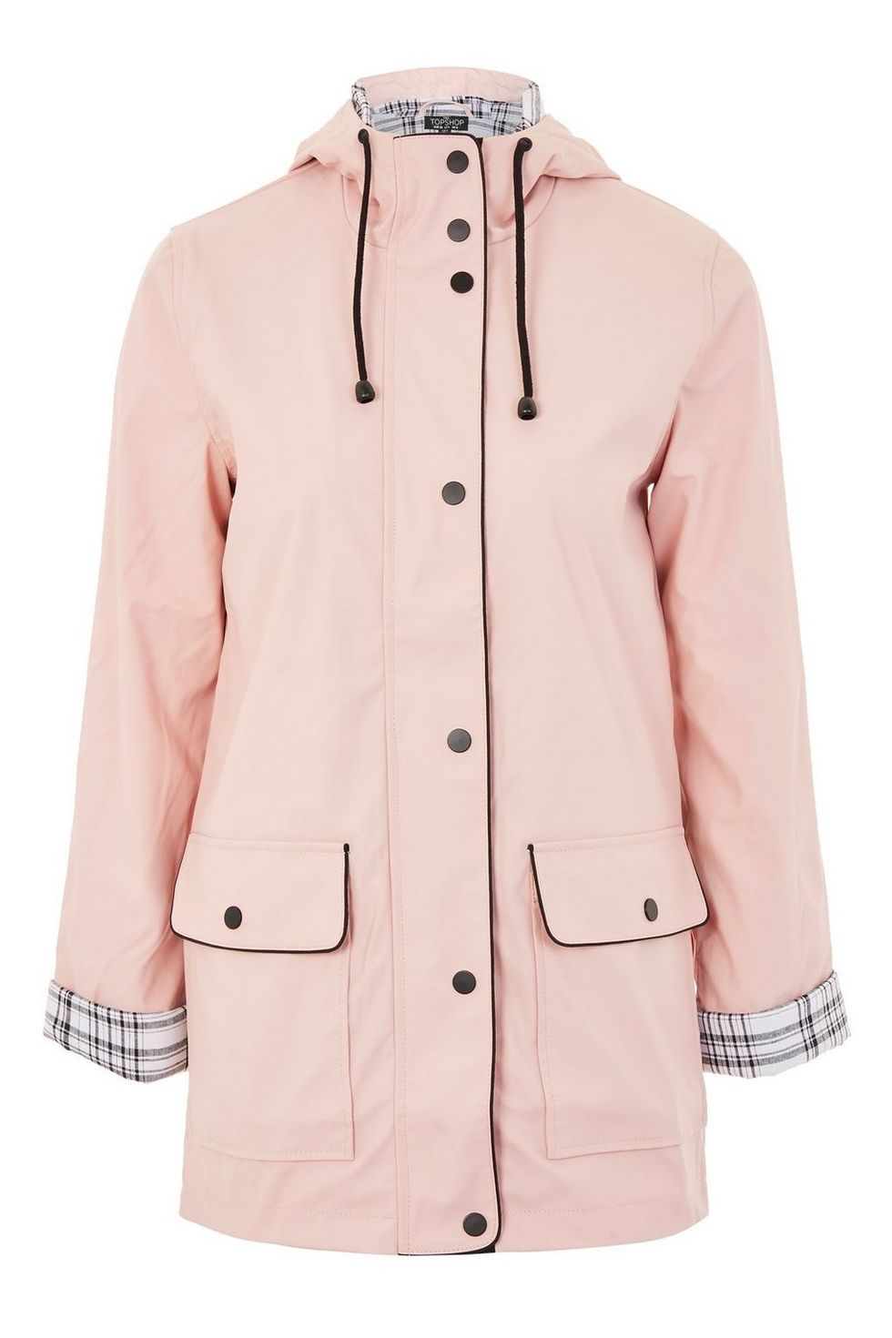 Clothing, Outerwear, Coat, Jacket, Pink, Sleeve, Beige, Trench coat, Hood, Collar, 