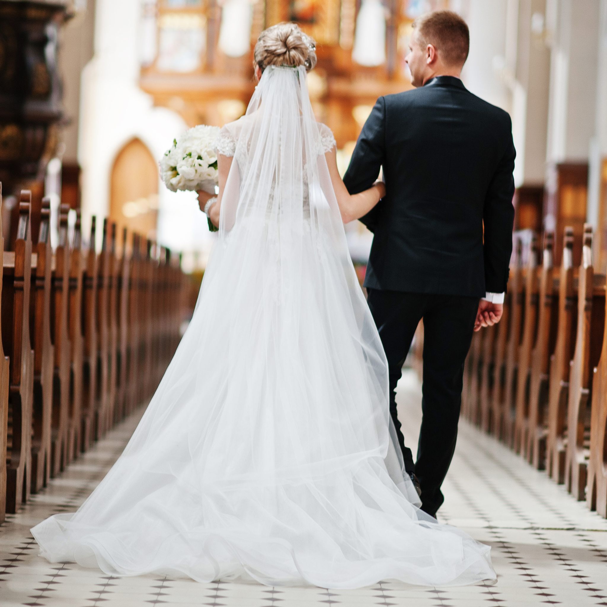 Bride, Wedding dress, Gown, Dress, Photograph, Bridal clothing, Clothing, Shoulder, Veil, Bridal party dress, 