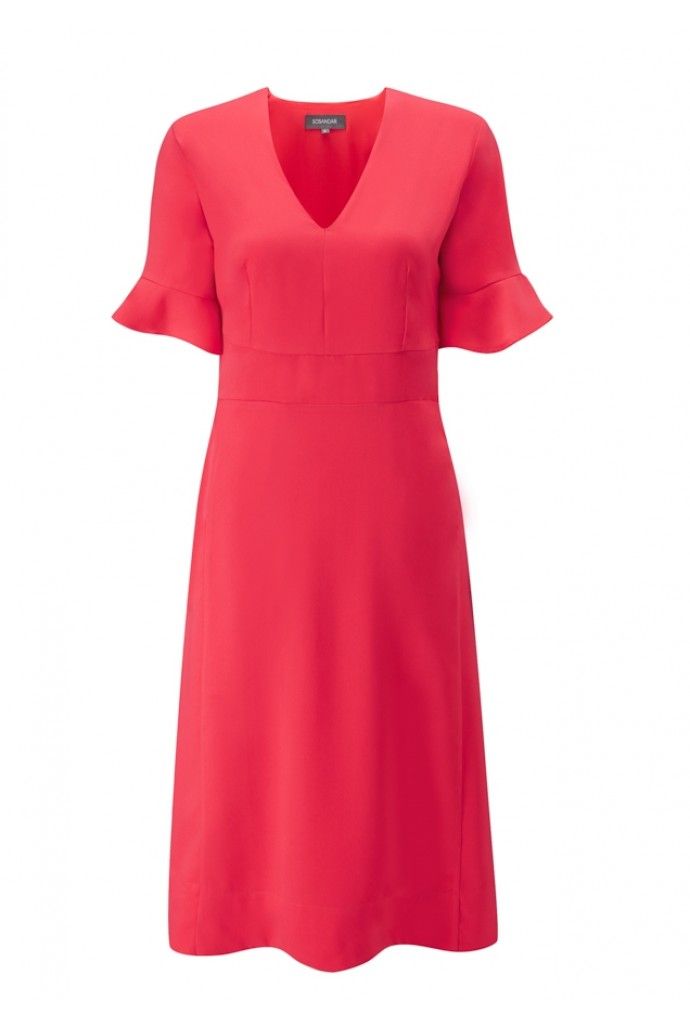 Clothing, Day dress, Dress, Red, Pink, Sleeve, Neck, Magenta, A-line, Cocktail dress, 