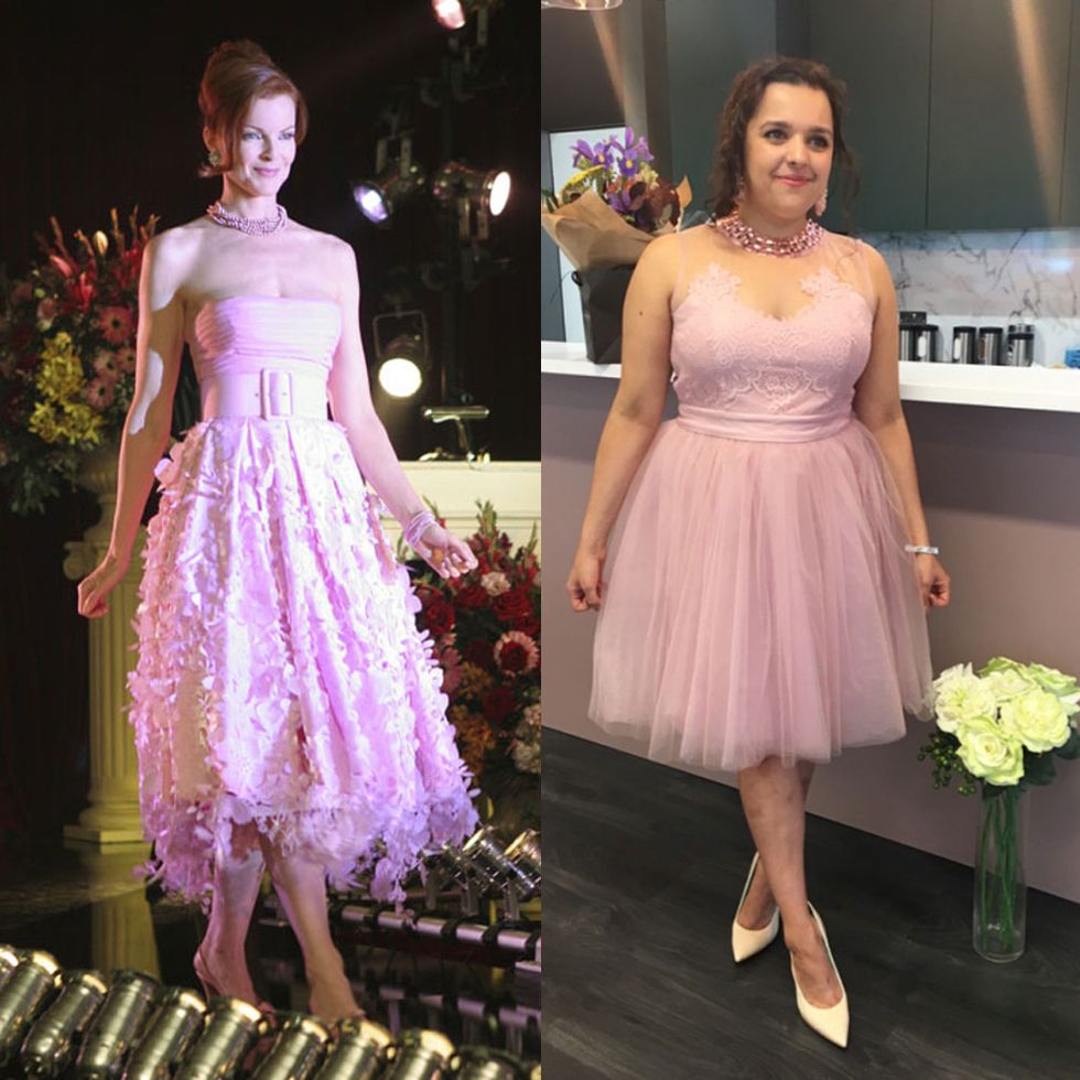 Dress, Clothing, Shoulder, Cocktail dress, Pink, Purple, Lavender, Lilac, Fashion model, Fashion, 