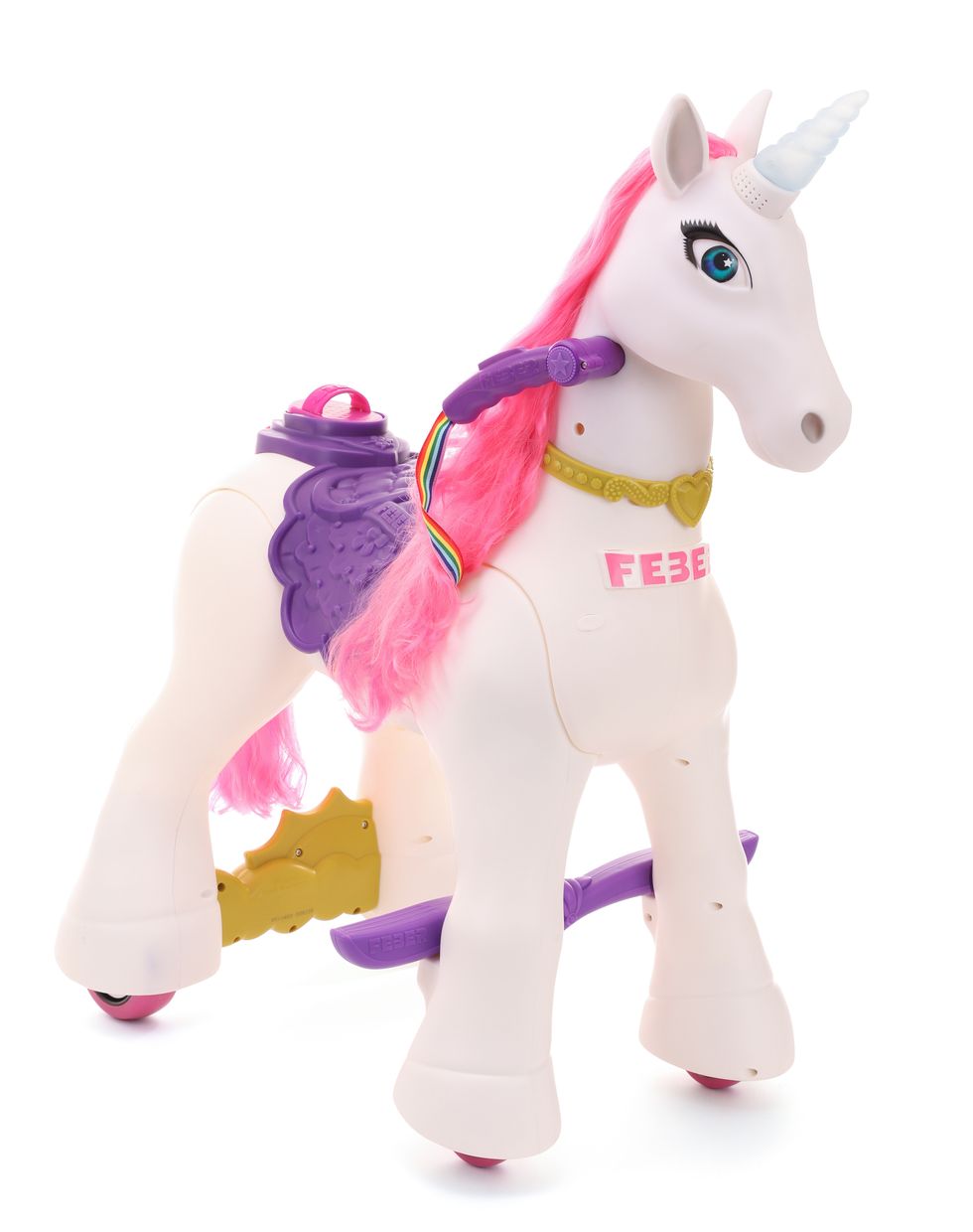 Toy, Animal figure, Horse, Unicorn, Pony, Pink, Mane, Fictional character, Stuffed toy, Mare, 