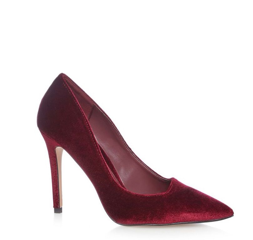 Red velvet court on sale shoes