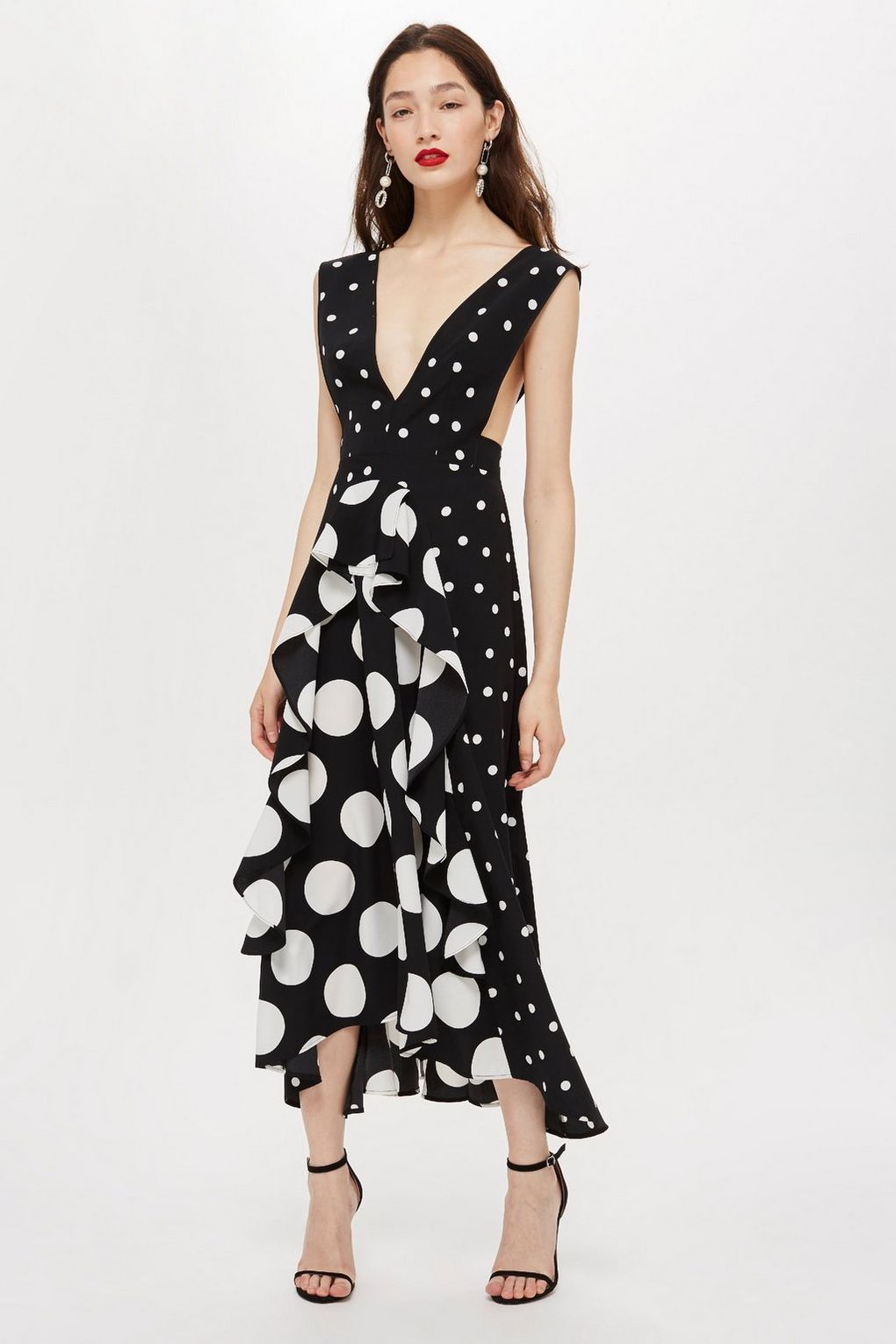 White and black polka dot cheap dress topshop