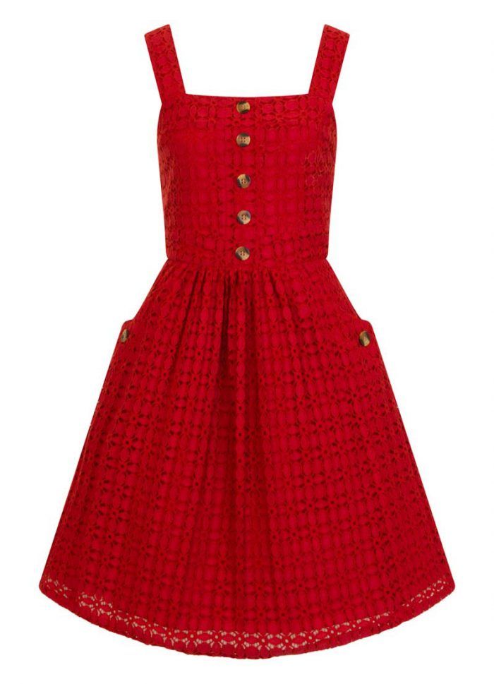 Clothing, Dress, Day dress, Red, Cocktail dress, One-piece garment, A-line, Sleeve, 