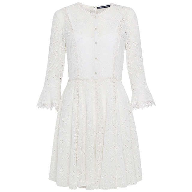Clothing, White, Dress, Sleeve, Day dress, Outerwear, Cocktail dress, Beige, A-line, Neck, 