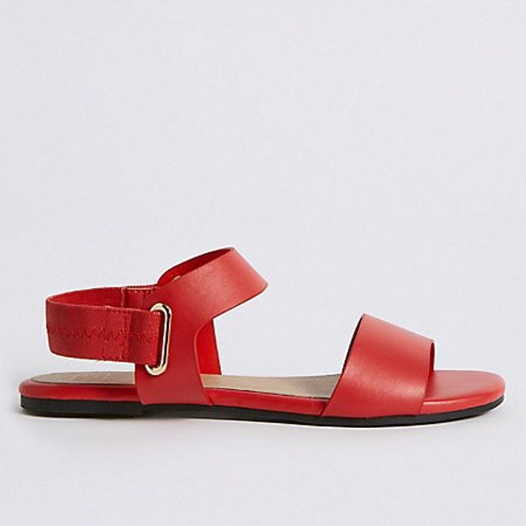 Footwear, Red, Sandal, Shoe, Buckle, Slingback, Slipper, Fashion accessory, Strap, 