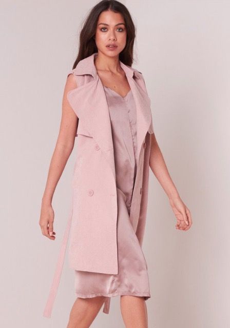 Clothing, Pink, Trench coat, Outerwear, Dress, Coat, Duster, Fashion model, Formal wear, Sleeve, 