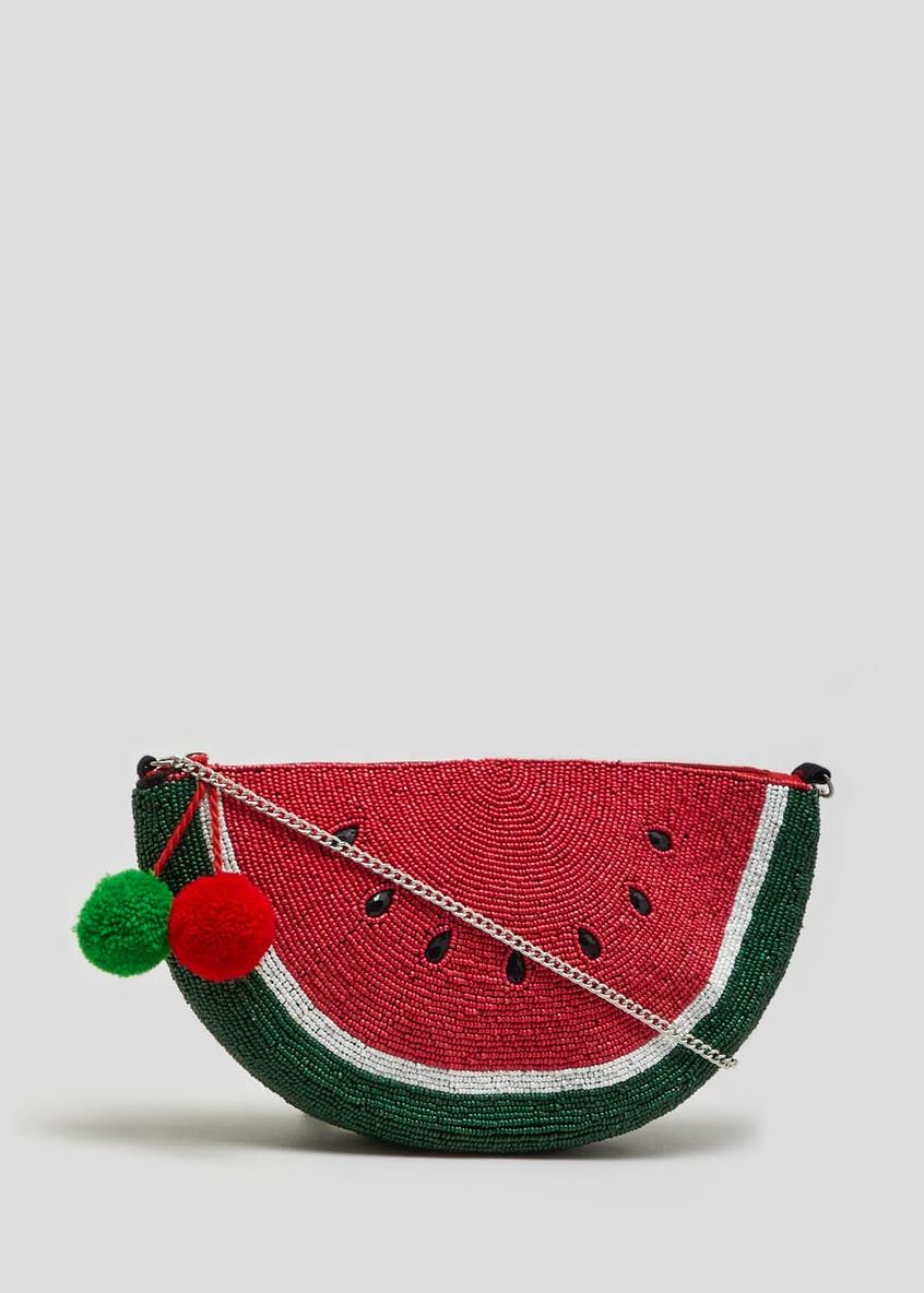 Watermelon, Red, Melon, Green, Citrullus, Coin purse, Fruit, Bag, Fashion accessory, Plant, 