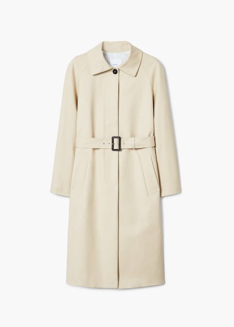 Clothing, Coat, Trench coat, Outerwear, Beige, Sleeve, Overcoat, Collar, Dress, A-line, 