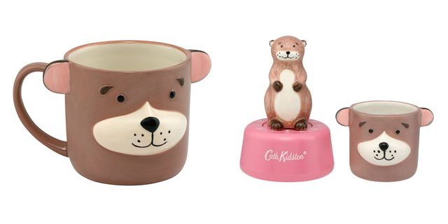Animal figure, Toy, Brown bear, Egg cup, Tableware, Serveware, Mug, Fawn, 