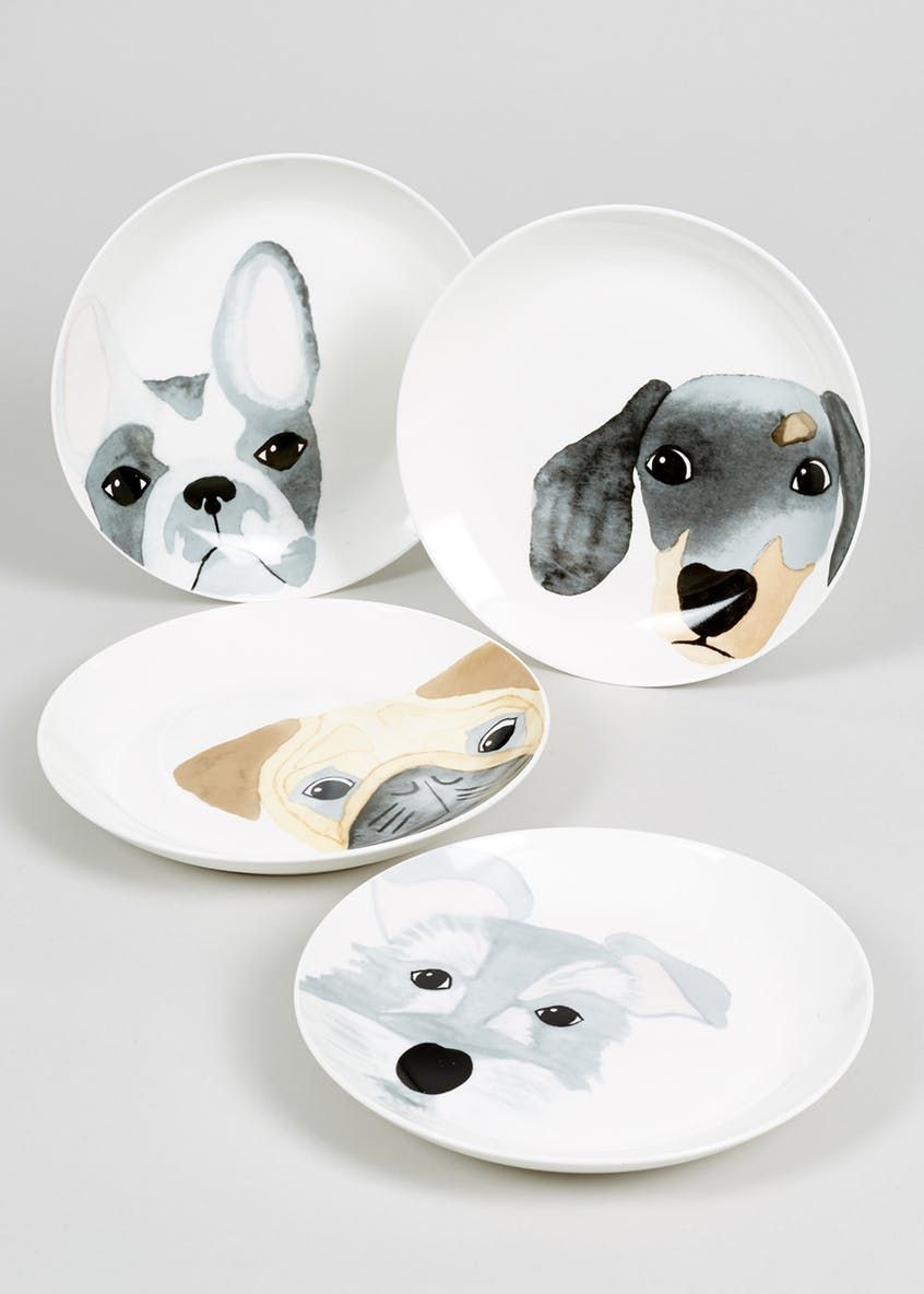 Canidae, Dog, Plate, Dog breed, Dishware, Non-Sporting Group, Carnivore, Ceramic, Tableware, Pit bull, 
